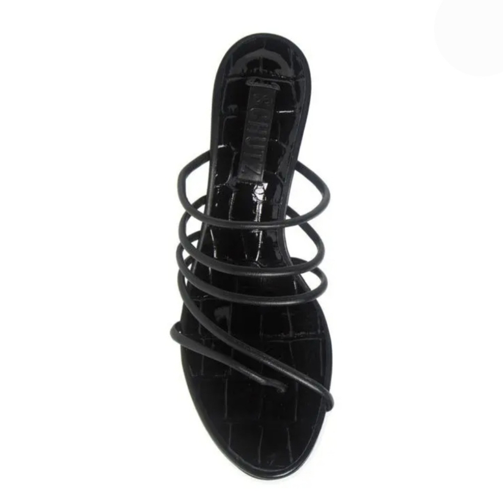 Schutz Heeled Sandals 10.5 Black Leather Malta Dainty Strappy Dressy New $130